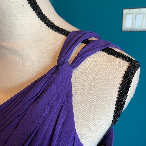 Bill Levkoff Purple One Shoulder Cocktail Evening Dress Size 0 - Picture 2 of 3